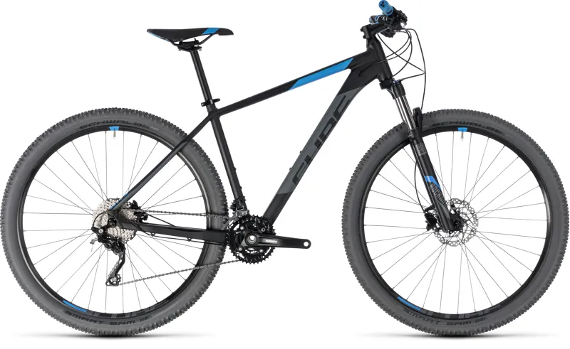 blue and black mountain bike