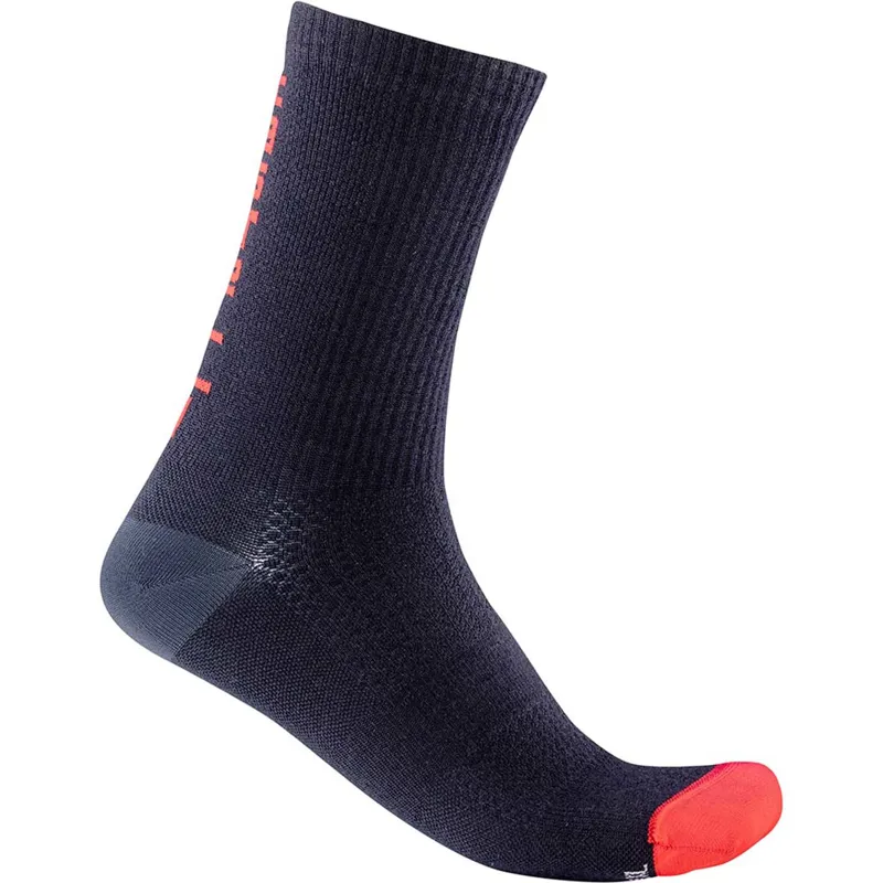 Castelli Bandito Wool 18 Cycling Socks - Savile Blue/Red