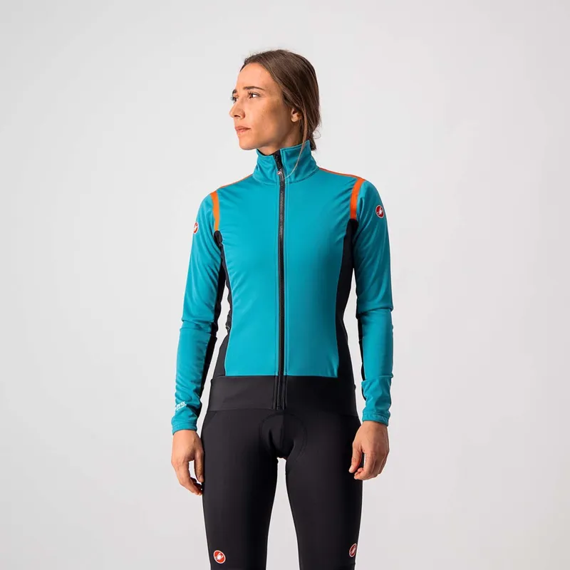 Castelli Alpha RoS 2 Light Womens Jacket Teal Blue Black Fiery Red
