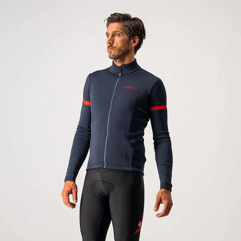 Castelli Fondo 2 Mens Long Sleeve Jersey - Savile Blue/Red Reflex