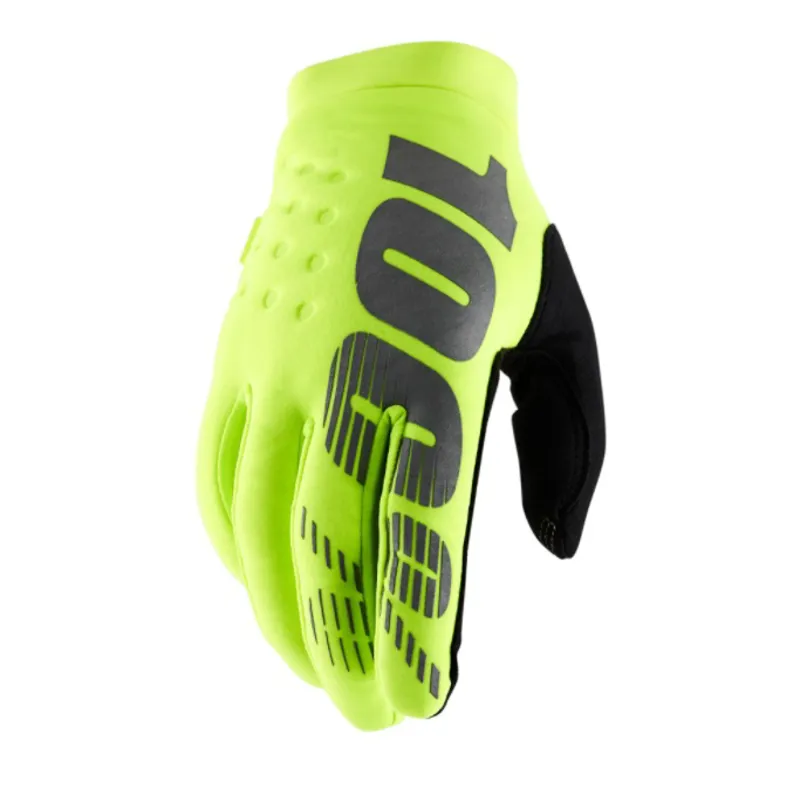 100% Brisker Cold Weather Youth Kids Mountain Bike Gloves - Fluo Yellow