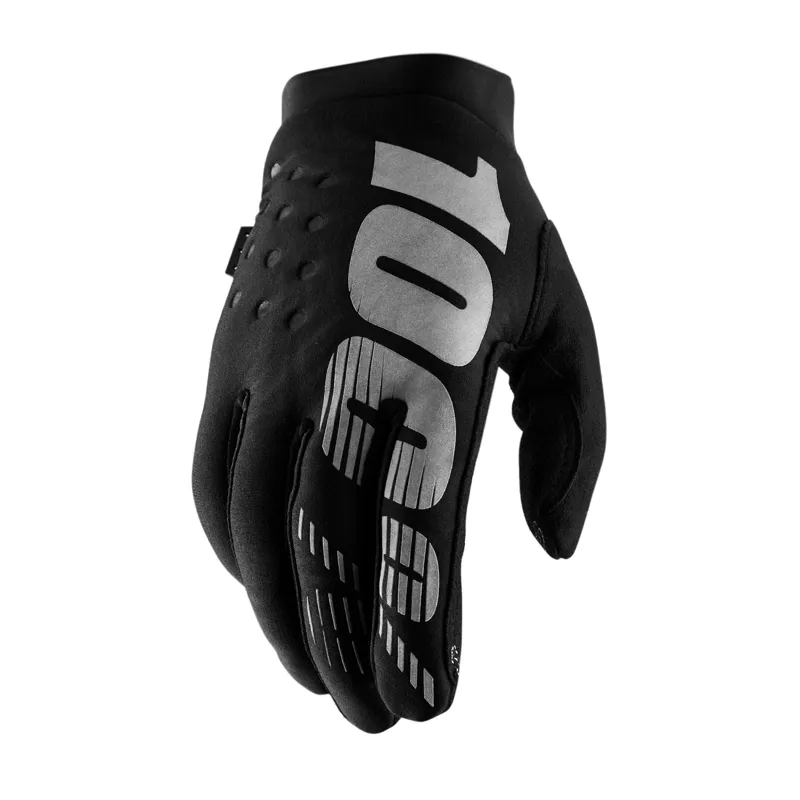 100% Brisker Cold Weather Womens Mountain Bike Gloves - Black/Grey - Size X-Large