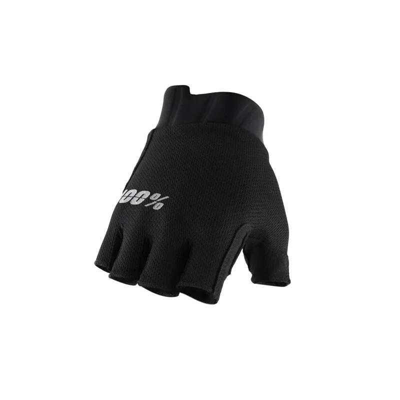 100% Exceeda Short Finger Mens Mountain Bike Gloves - Solid Black - Size Medium
