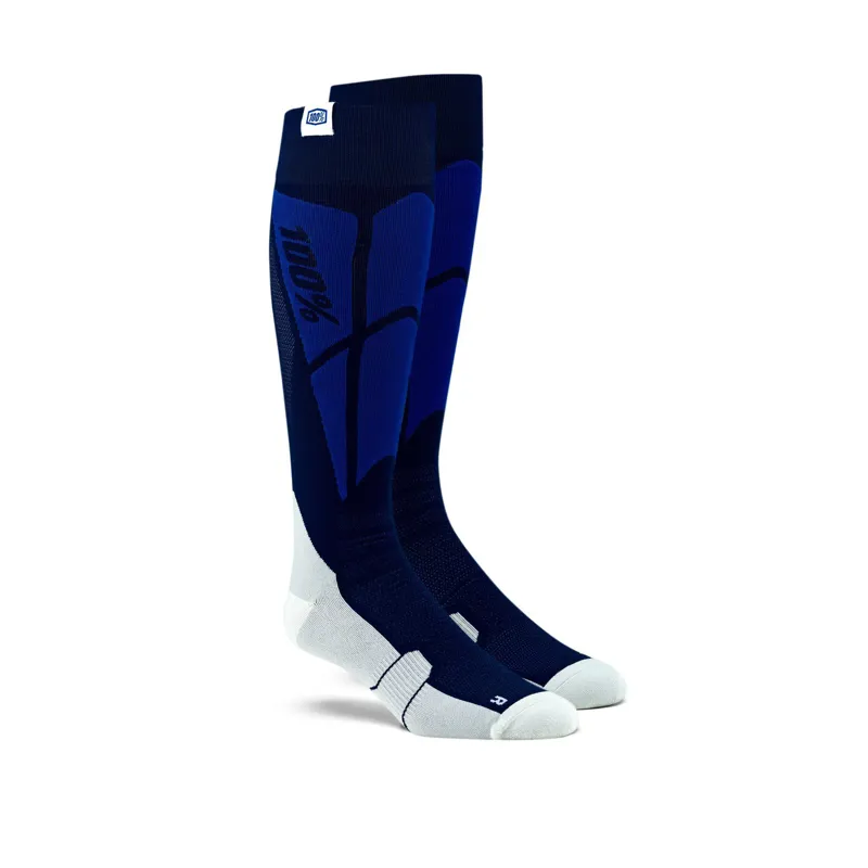 100% Hi Side Performance Moto Socks - Navy/Grey
