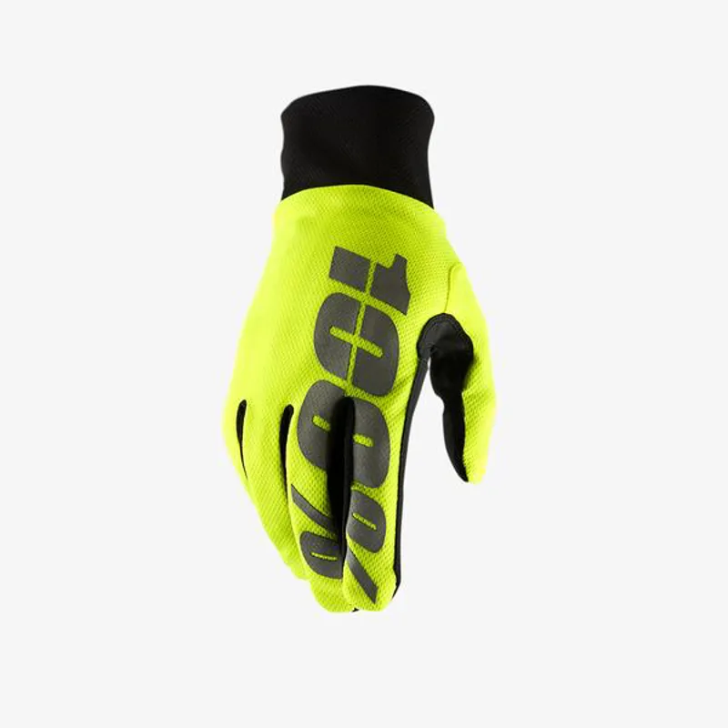 100% Hydromatic Waterproof Mens Mountain Bike Gloves - Neon Yellow