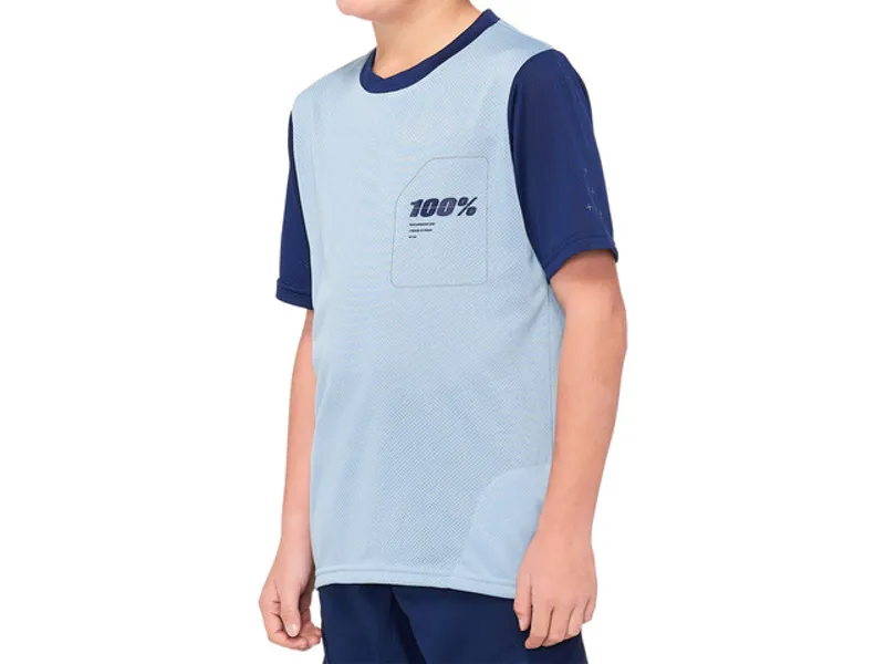 100% Ridecamp Youth Kids Mountain Bike Jersey - Light Slate/Navy
