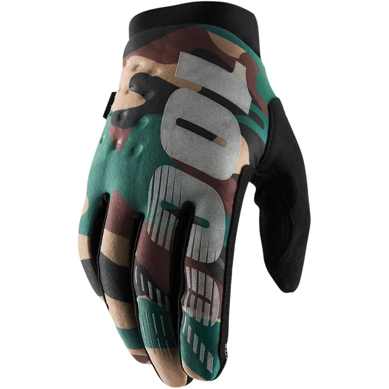 100% Brisker Cold Weather Mens Mountain Bike Gloves - Camo/Black