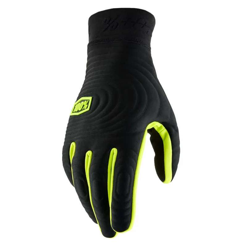 100 Percent Brisker Xtreme Gloves - Black/Fluo Yellow
