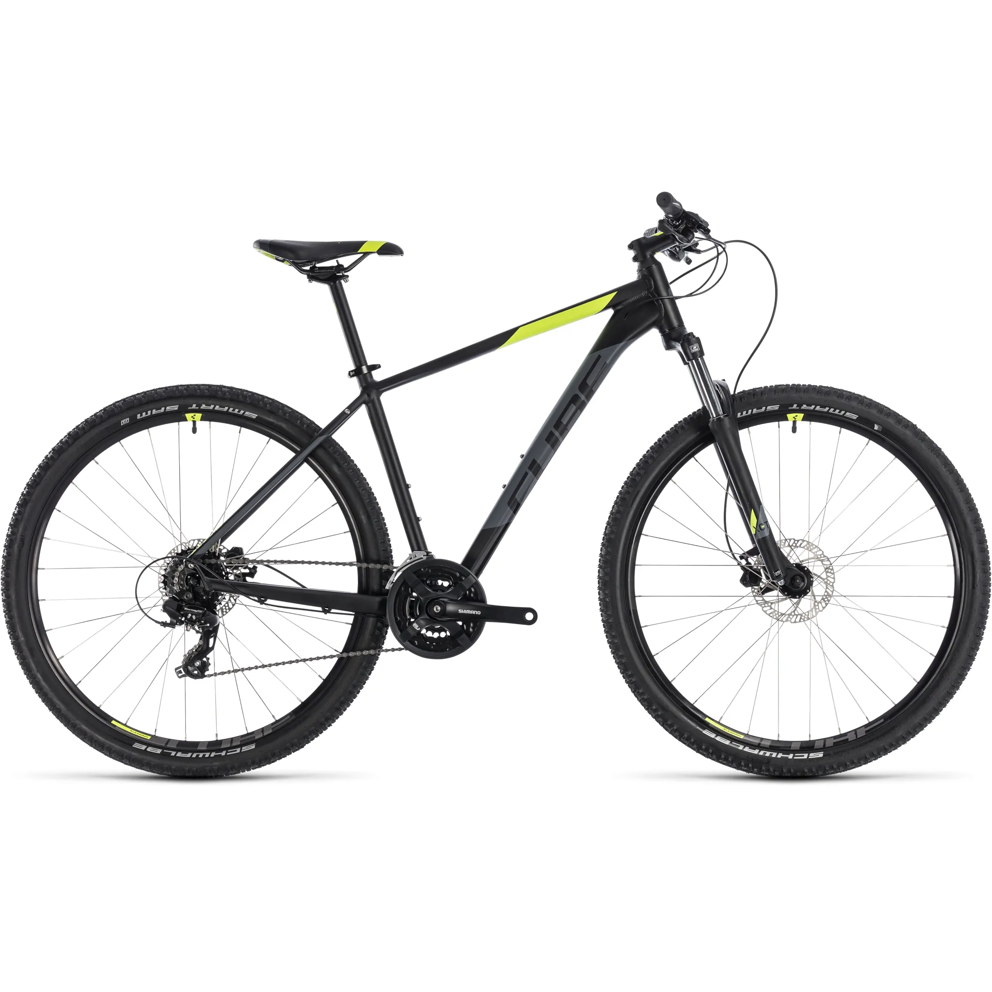 2018 Cube Aim Pro Mens Mountain Bike Black Flash Yellow