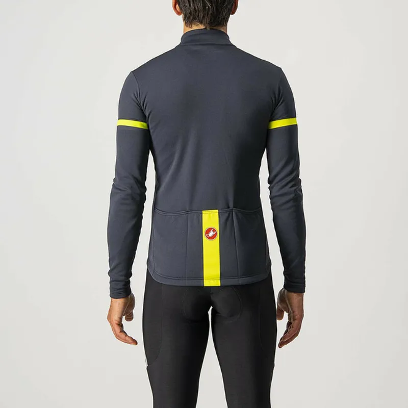 Castelli Fondo 2 Mens Long Sleeve Jersey - Dark Grey/Yellow Fluo Reflex-1