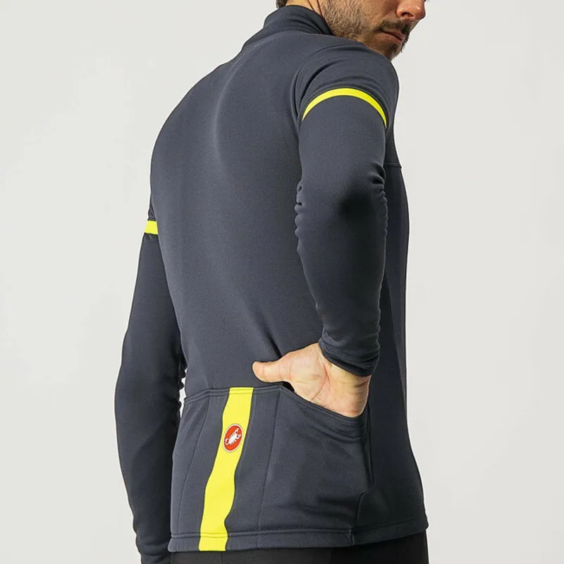 Castelli Fondo 2 Mens Long Sleeve Jersey - Dark Grey/Yellow Fluo Reflex-3