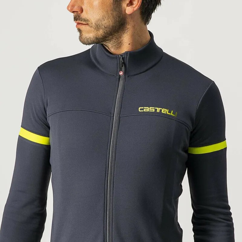 Castelli Fondo 2 Mens Long Sleeve Jersey - Dark Grey/Yellow Fluo Reflex-2