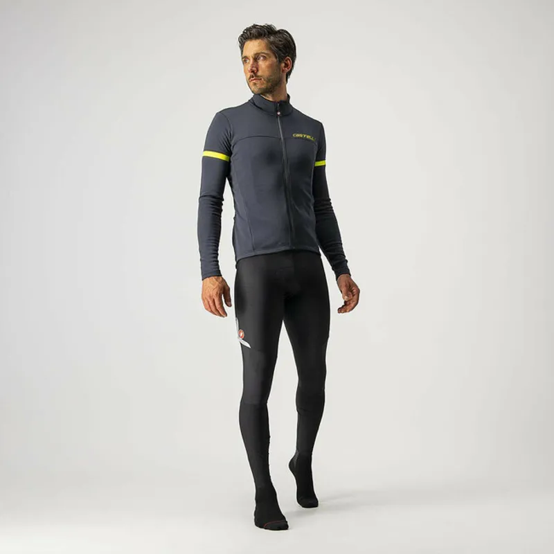 Castelli Fondo 2 Mens Long Sleeve Jersey - Dark Grey/Yellow Fluo Reflex-4
