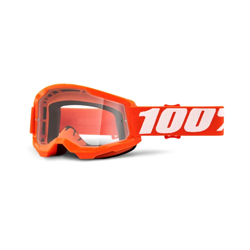 100% Strata 2 Motocross Goggles - Orange/Clear Lens