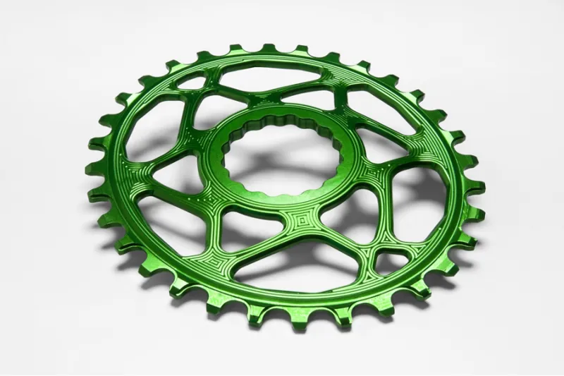 Absolute Black MTB Oval Chainring RaceFace Cinch DM 6mm Offset - Green-1