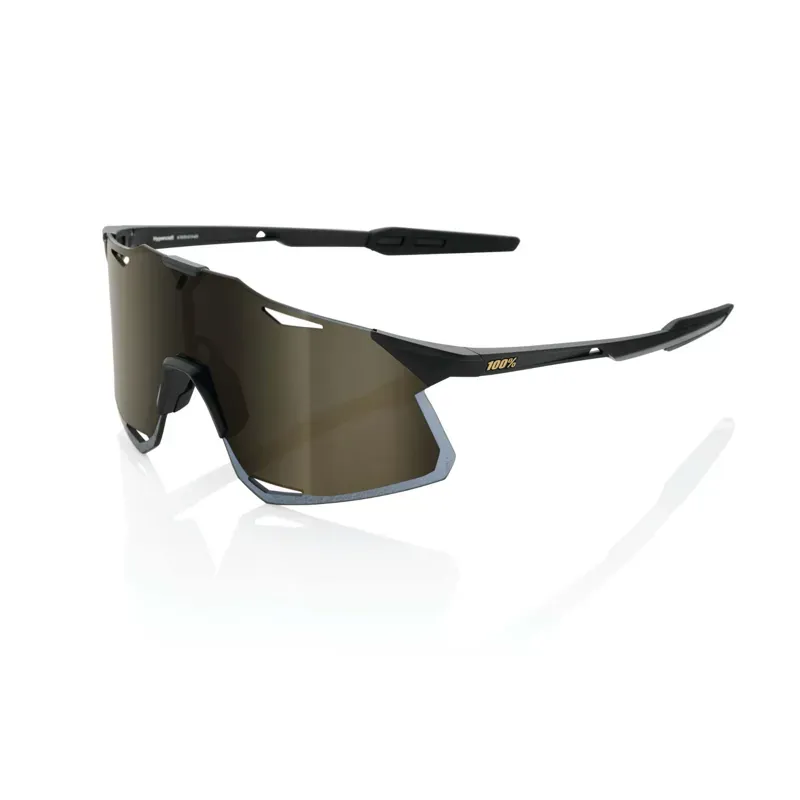 100% Hypercraft Cycling Sunglasses - Matte Black/Soft Gold Mirror Lens
