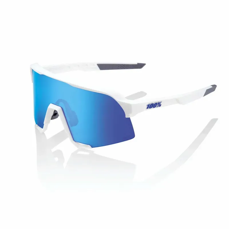 100% S3 Cycling Sunglasses - Matte White/HiPER Blue Multilayer