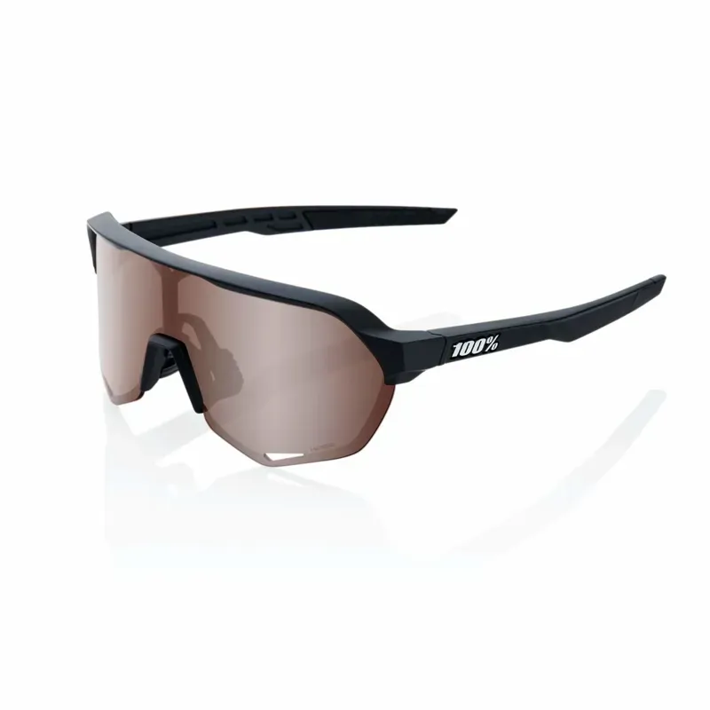 100% S2 Cycling Sunglasses - Soft Tact Black/HiPER Crimson Silver
