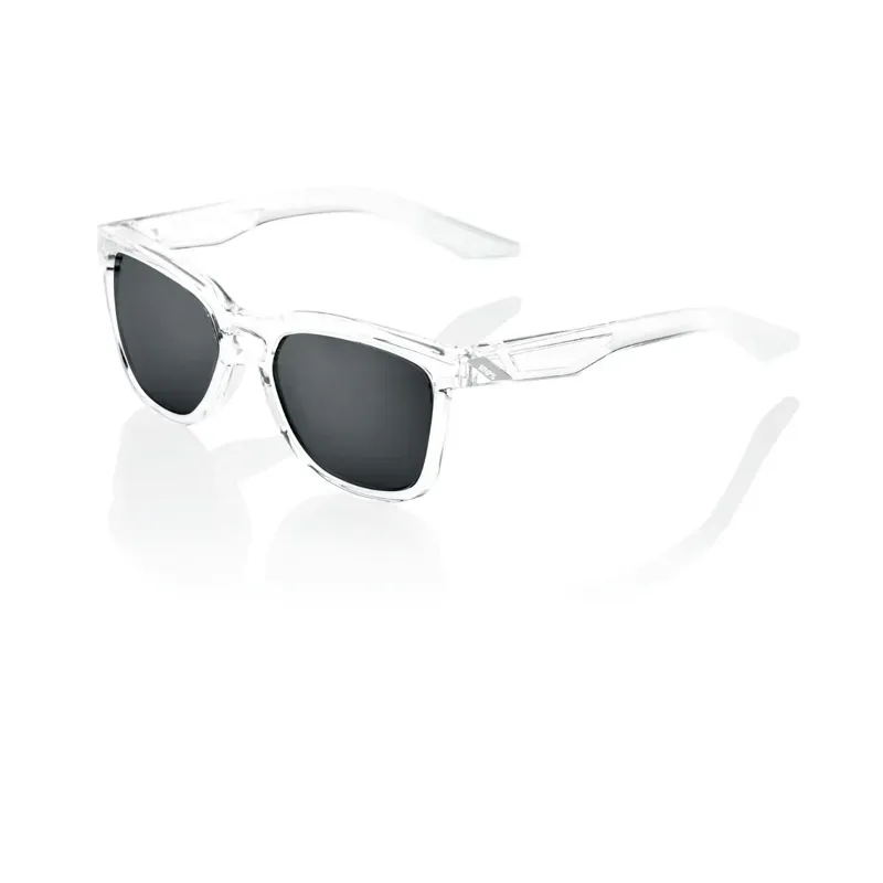 100% Hudson Cycling Sunglasses - Polished Crystal Haze/Black Mirror Lens