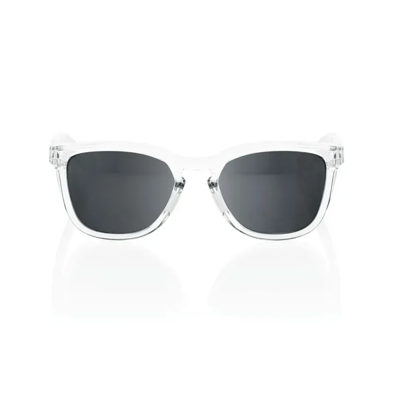 100% Hudson Cycling Sunglasses - Polished Crystal Haze/Black Mirror Lens-1