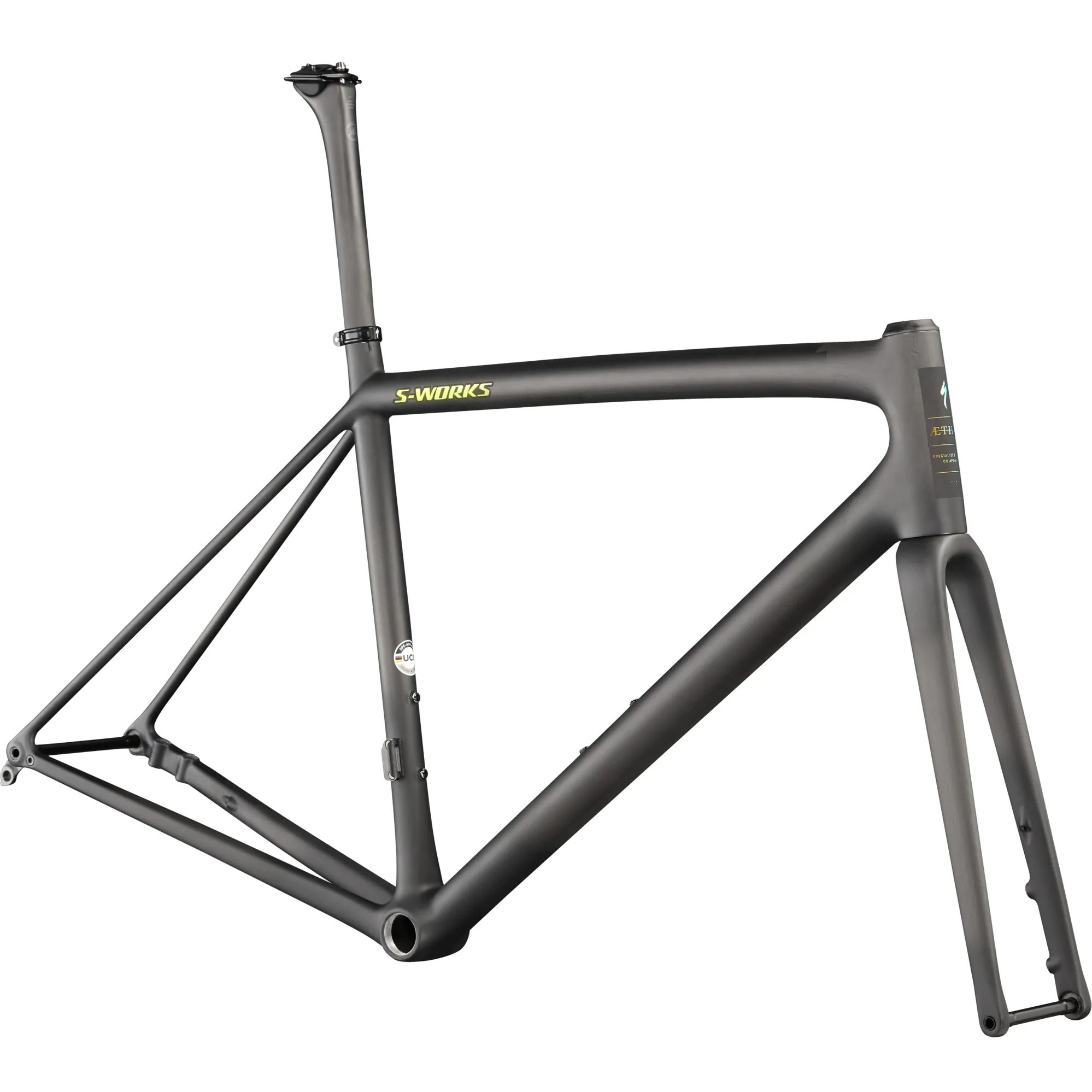 2021 S Works Aethos Road Bike Frameset Satin Carbon Jet Fuel