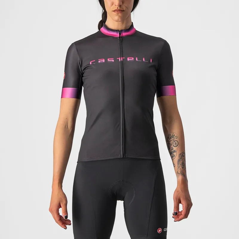 Castelli Gradient Womens Short Sleeve Jersey - Light Black - Size X-Large