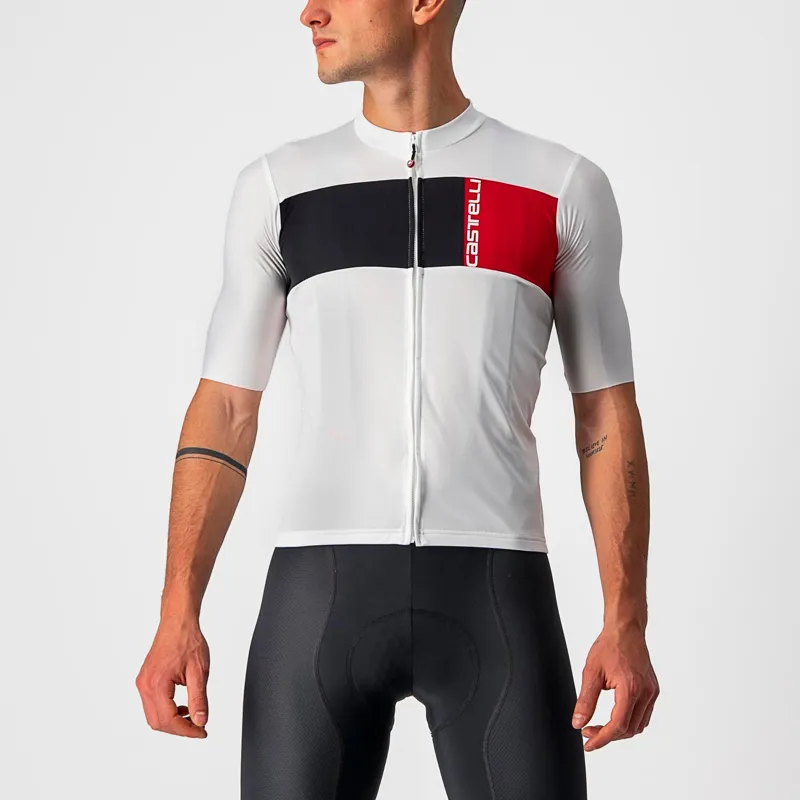 Castelli Prologo 7 Mens Short Sleeve Jersey - Ivory/Light Black/Red