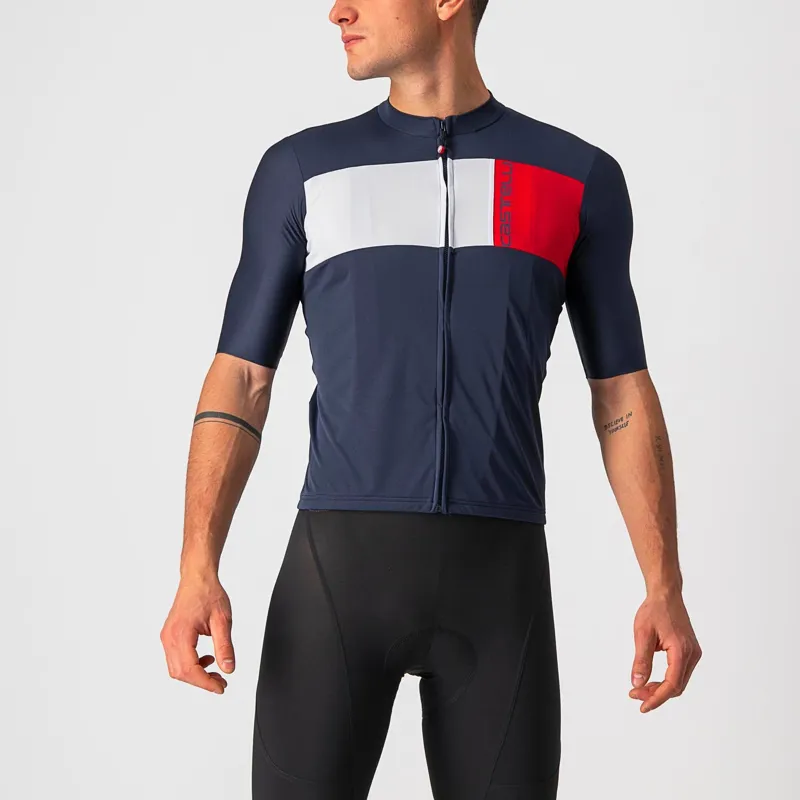 Castelli Prologo 7 Mens Short Sleeve Jersey Savile Blue Silver