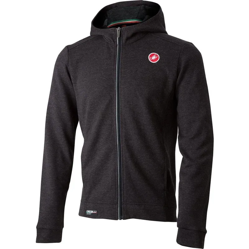 Castelli Milano Full Zip Mens Fleece Hoodie Melange Light Black