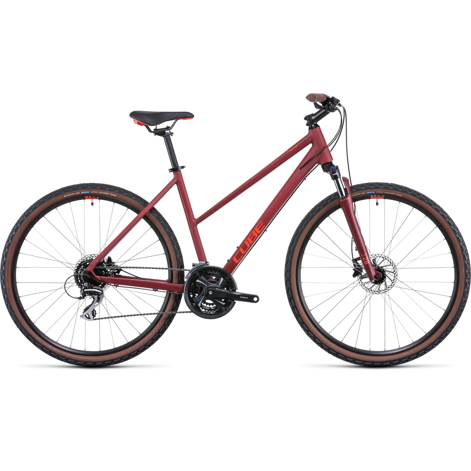 Cube Nature Trapeze Hybrid Bike Dark Red/Red - Main Image