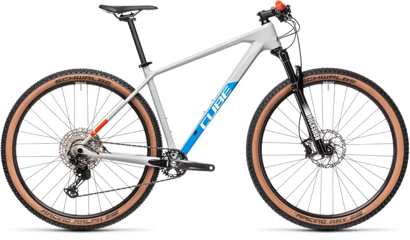 2021 Cube Reaction C:62 Pro Hardtail Mountain Bike - Grey/Blue/Red