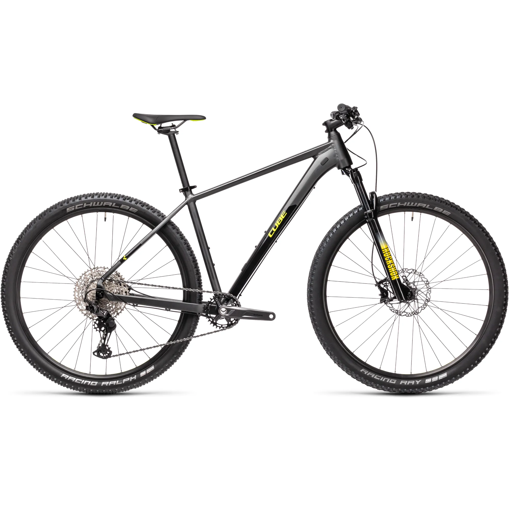 2021 Cube Reaction Pro Mens Hardtail Mountain Bike Grey Yellow