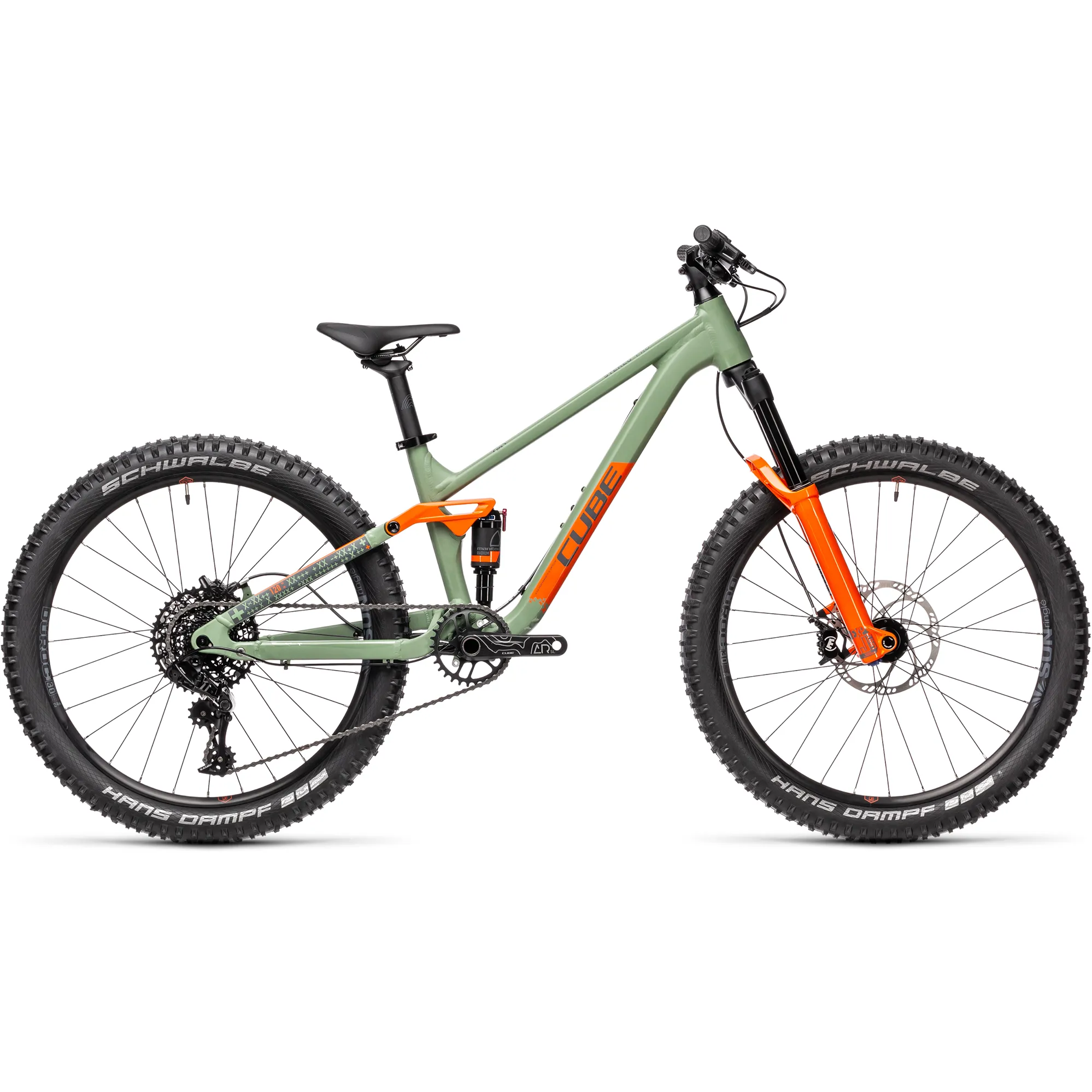 2021 Cube Stereo 240 Pro Kids Mountain Bike Olive/Orange