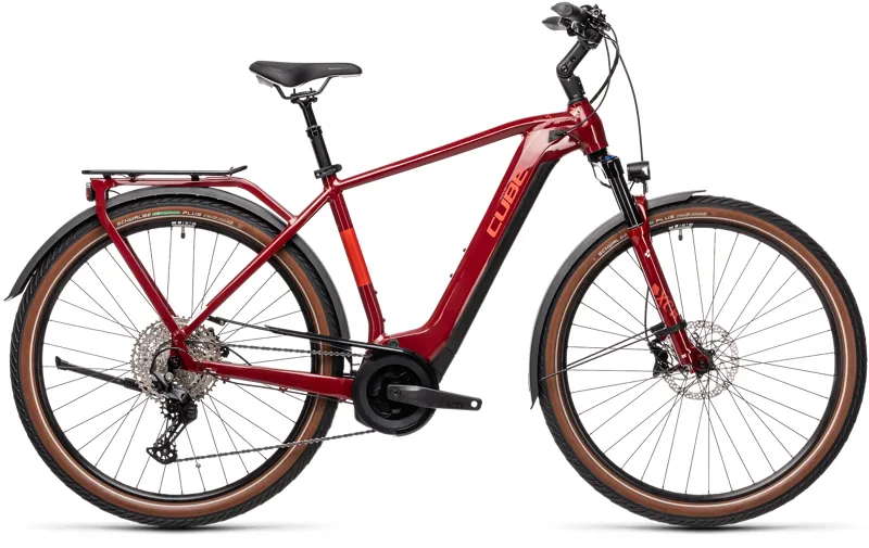 2021 Cube Touring Hybrid EXC 500 Electric Hybrid Bike - Red/Grey