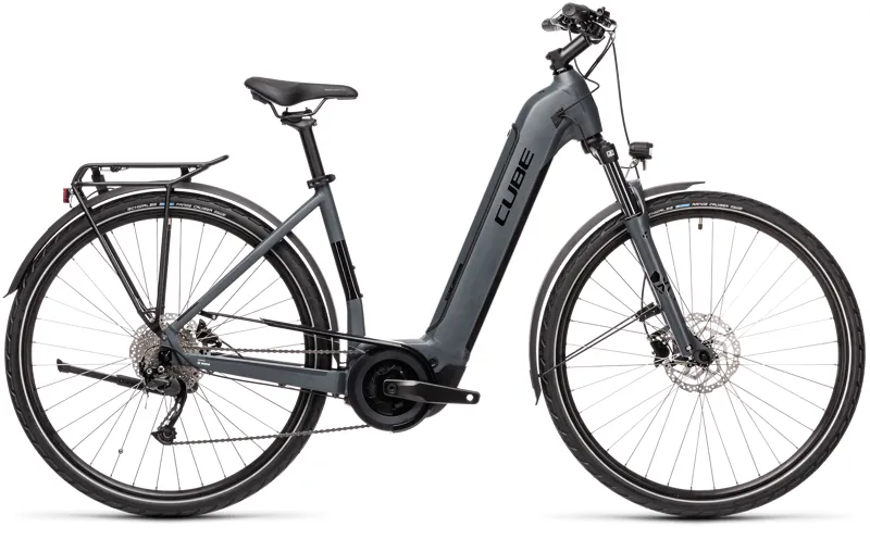 2021 Cube Touring Hybrid One 400 Easy Entry Electric Hybrid Bike - Grey/Black