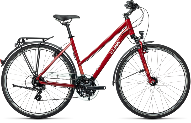 2021 Cube Touring Step-Through Hybrid Bike - Dark Red/Grey
