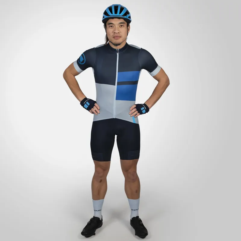 Endura FS260 Print Mens Short Sleeve Road Cycling Jersey - Ink Blue-3