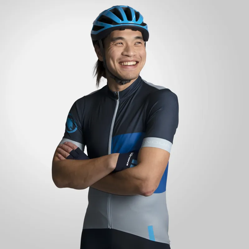 Endura FS260 Print Mens Short Sleeve Road Cycling Jersey - Ink Blue-5