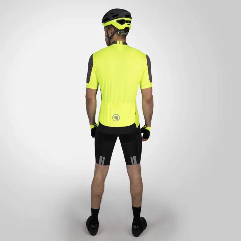 Endura FS260 Print Mens Short Sleeve Road Cycling Jersey - Hi-Viz Yellow-6
