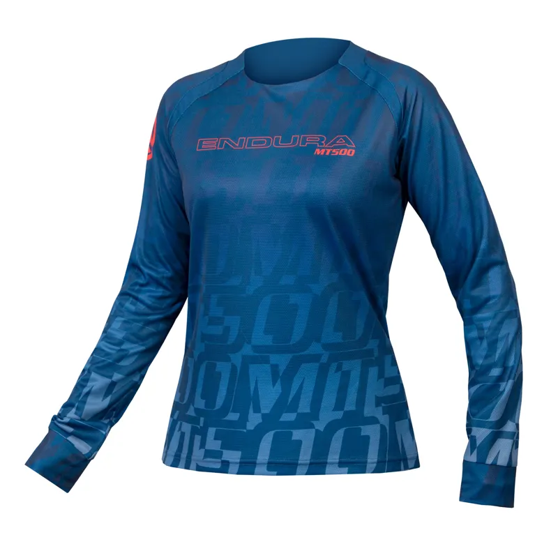 Endura MT500 Womens Long Sleeve Print T-Shirt Ltd - Blueberry