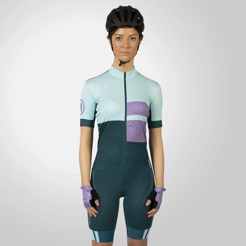 Endura FS260 Print Womens Short Sleeve Cycling Jersey - Violet-2