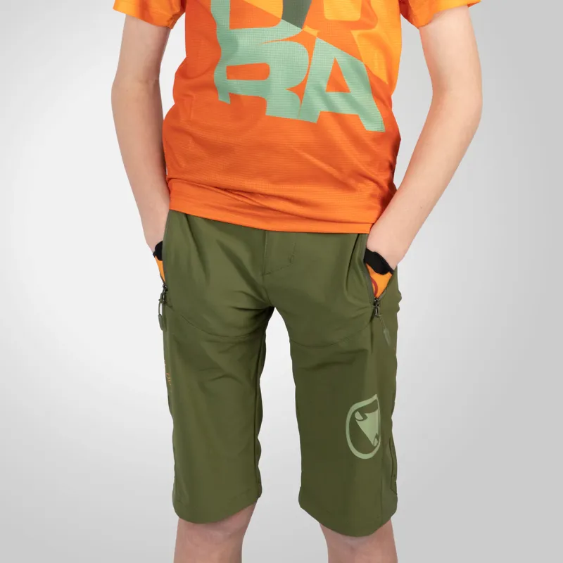 Endura MT500JR Kids Burner Mountain Bike Short - Olive Green-2