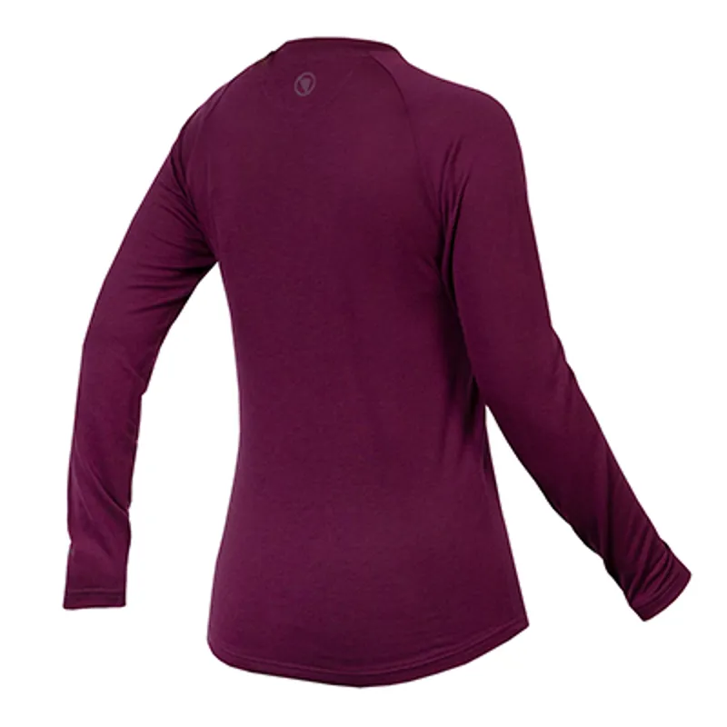 Endura BaaBaa Womens Long Sleeve Cycling Base Layer - Aubergine - Size X-Small-1