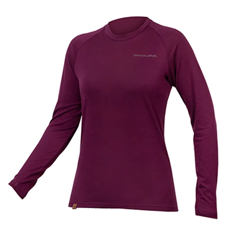 Endura BaaBaa Womens Long Sleeve Cycling Base Layer - Aubergine - Size X-Small