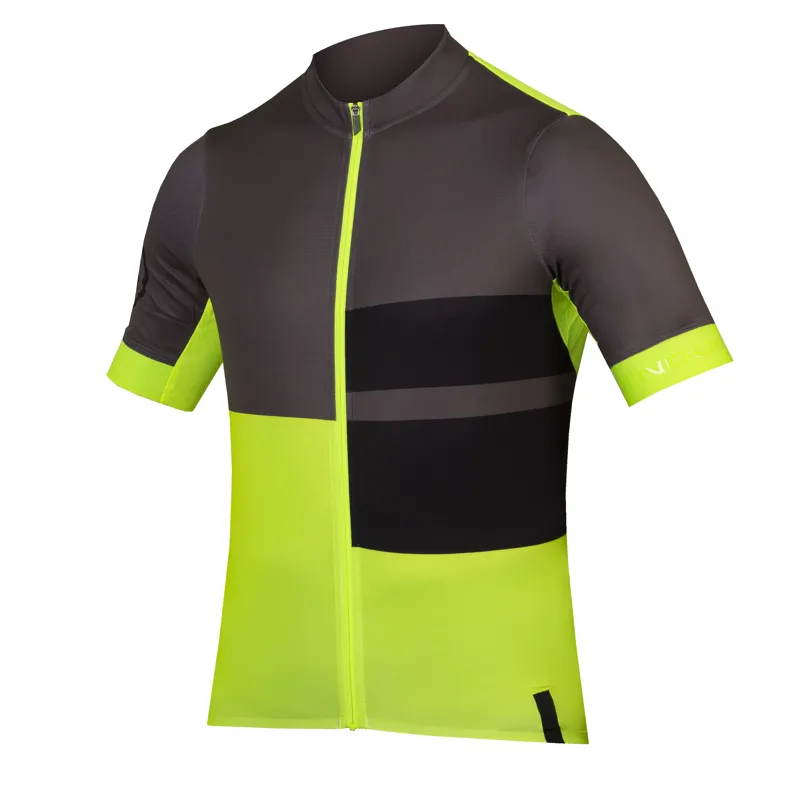 Endura FS260 Print Mens Short Sleeve Road Cycling Jersey - Hi-Viz Yellow
