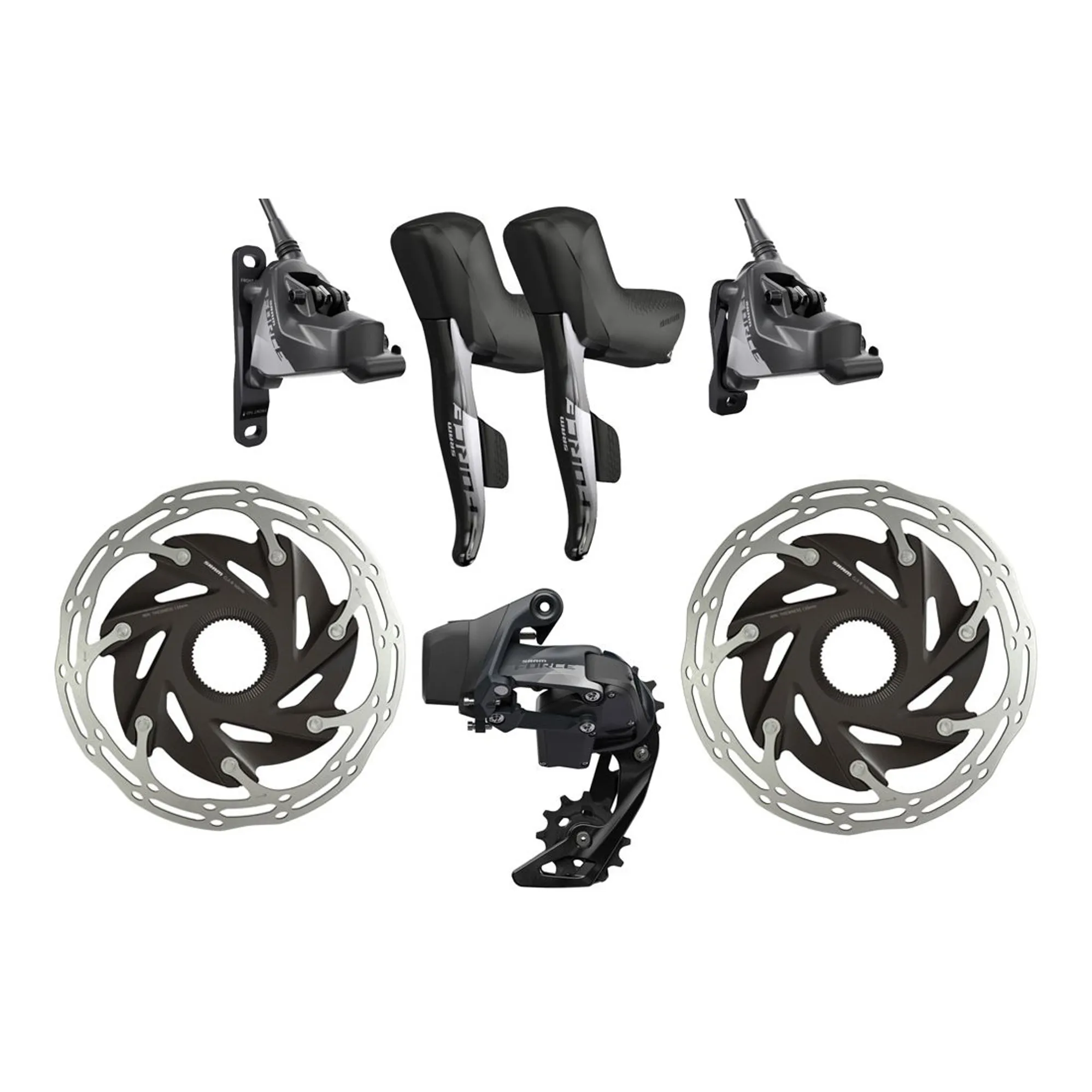 SRAM Force eTap AXS 1X Electronic HRD FM Groupset CL Rotors