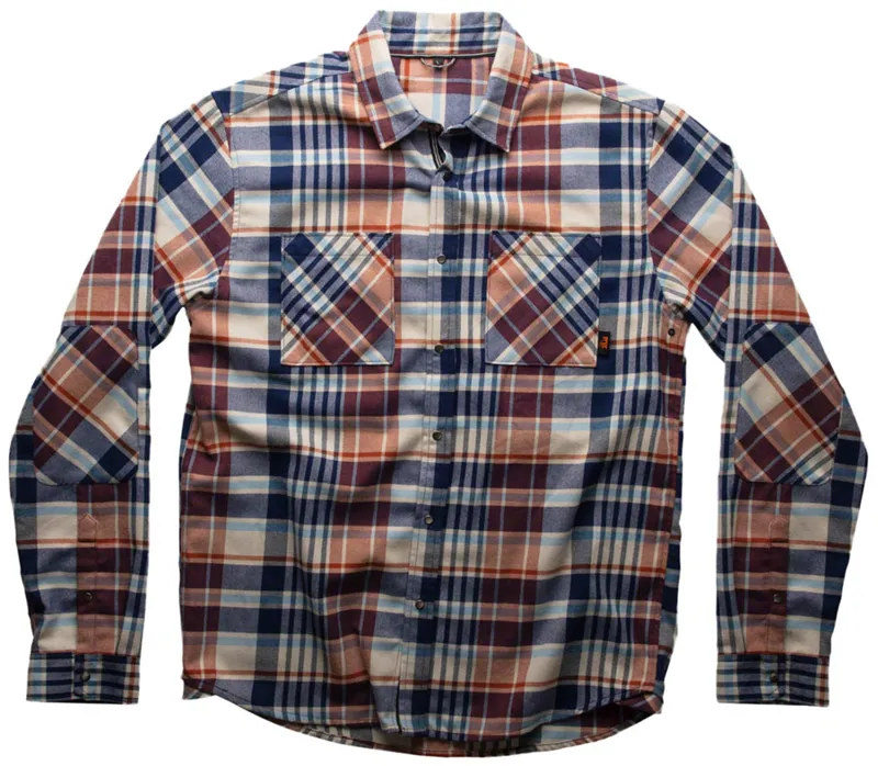 Fox Mens Everyday Long Sleeve Flannel Shirt - Orange/Blue/Tan