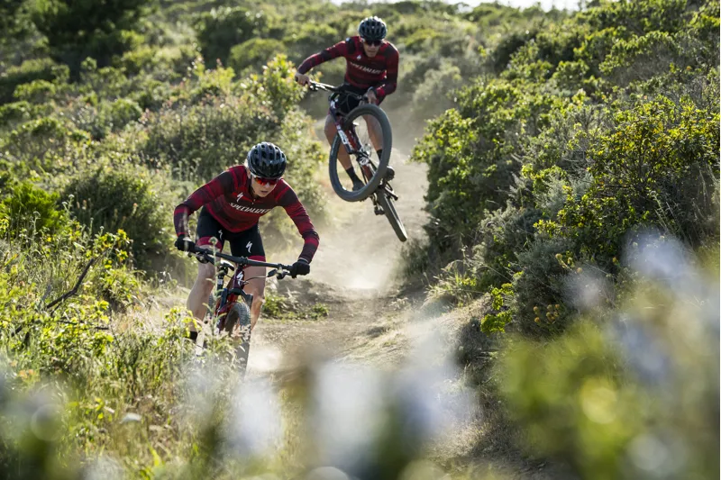 2022 S-Works Epic Full Suspension Mountain Bike - Satin/Gloss Carbon/Colour Run Silver - Green Chameleon-3