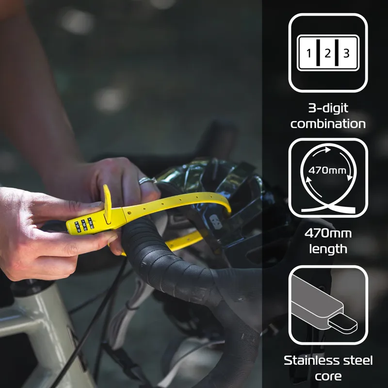 Oxford Combi Zip Bicycle Lock - Yellow-2