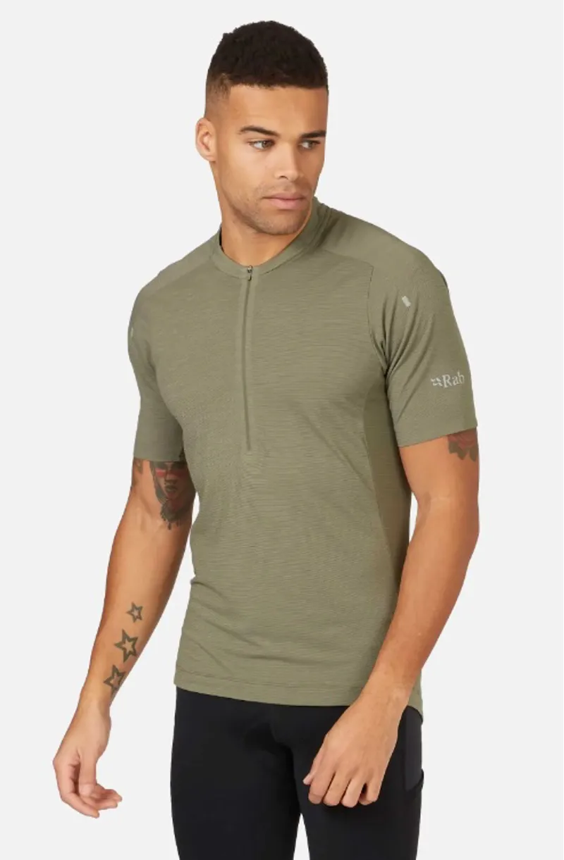 Rab Cindercrino Mens Zip T-Shirt - Khaki